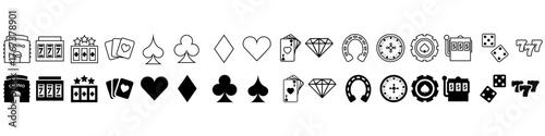 Casino vector icon set. gambling related illustration sign collection. roulette symbol. slot logo.