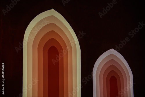 Brightly colored interior arched wall design