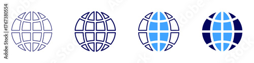 Global crisis icon in 4 different styles. Thin Line, Line, Bold Line, Duotone. Duotone style. Editable stroke