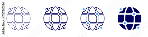 Global economy icon in 4 different styles. Thin Line, Line, Bold Line, Duotone. Duotone style. Editable stroke