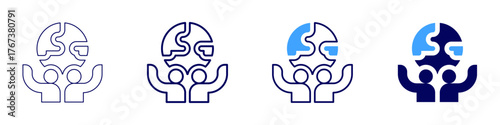 Global operations icon in 4 different styles. Thin Line, Line, Bold Line, Duotone. Duotone style. Editable stroke