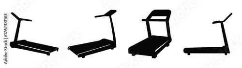 Four treadmill silhouettes for exercise fitness and workout equipment
