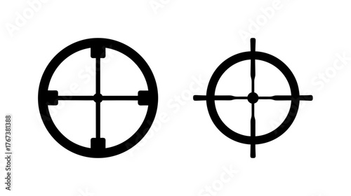 Two circular crosshair reticles targeting symbols for aiming and precision