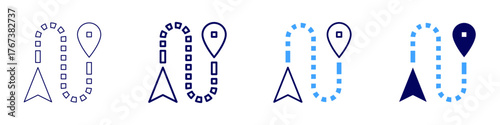 Car navigation icon in 4 different styles. Thin Line, Line, Bold Line, Duotone. Duotone style. Editable stroke
