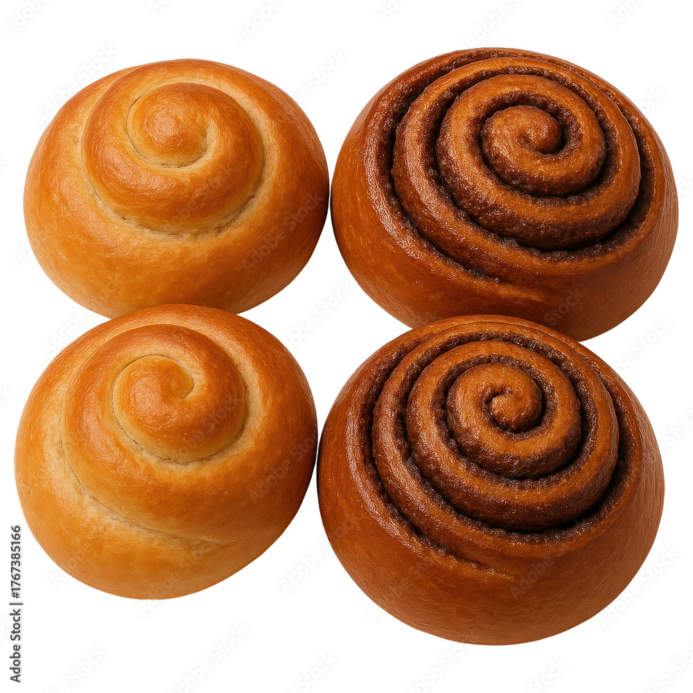 Fototapeta premium Set of sweet rolls and cinnamon buns