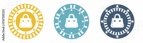 Set of blue and white shopping bags vector symbols