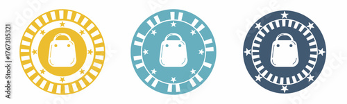 Set of blue and white shopping bags vector symbols