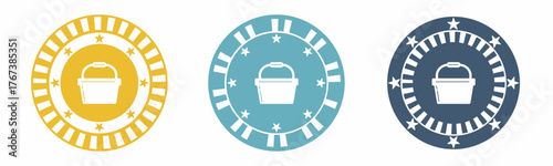 Blue and white shopping cart vector symbols set