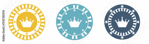 Blue and white vector symbol crown set
