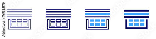 Window blinds icon in 4 different styles. Thin Line, Line, Bold Line, Duotone. Duotone style. Editable stroke