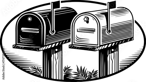 Two mailboxes stand side by side, ready to receive letters and packages, conveying a sense of communication, connection, and anticipation of news