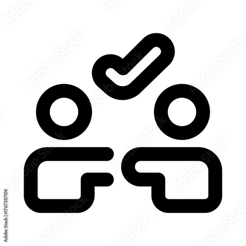 Candidates, Selected icon in modern flat outline style illustrating recruitment process, chosen applicants, and hiring selection concept