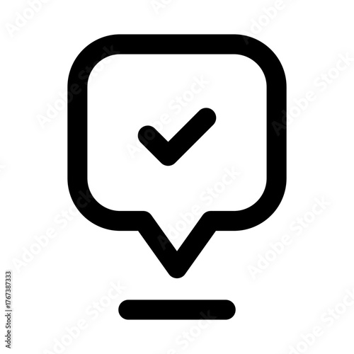 Speech Bubble with Tick icon representing approved messages, confirmed communication, and verified conversation concept