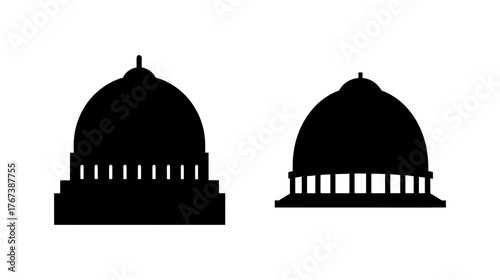 Two distinct dome silhouettes architectural elements building tops monumental structures