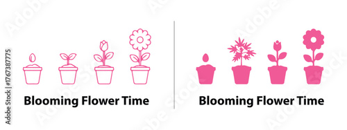 Blooming Flower time depicted in Outline illustration