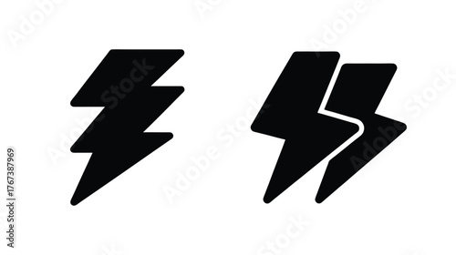 Symbolic black lightning bolt icons representing energy and power flow