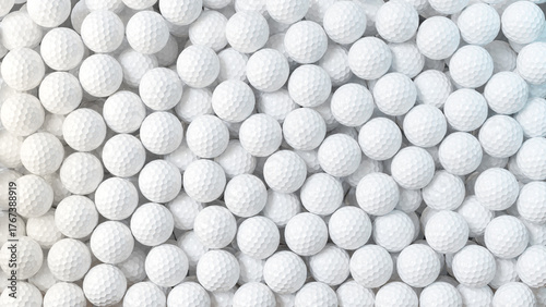 Clean white golf balls pattern. Sport equipment background with repeating dimples. Minimalistic 8K texture for design, print, or wallpaper use.