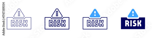 Risk calculation icon in 4 different styles. Thin Line, Line, Bold Line, Duotone. Duotone style. Editable stroke