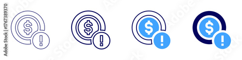Risk exposure icon in 4 different styles. Thin Line, Line, Bold Line, Duotone. Duotone style. Editable stroke