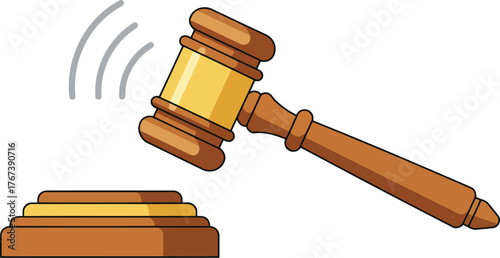 Justice gavel auction hammer sound waves law court decision justice symbol vector