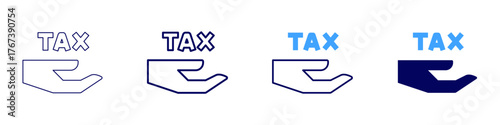 Tax assessment icon in 4 different styles. Thin Line, Line, Bold Line, Duotone. Duotone style. Editable stroke