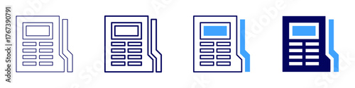 Tax automation icon in 4 different styles. Thin Line, Line, Bold Line, Duotone. Duotone style. Editable stroke