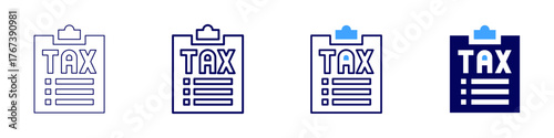Tax liability icon in 4 different styles. Thin Line, Line, Bold Line, Duotone. Duotone style. Editable stroke
