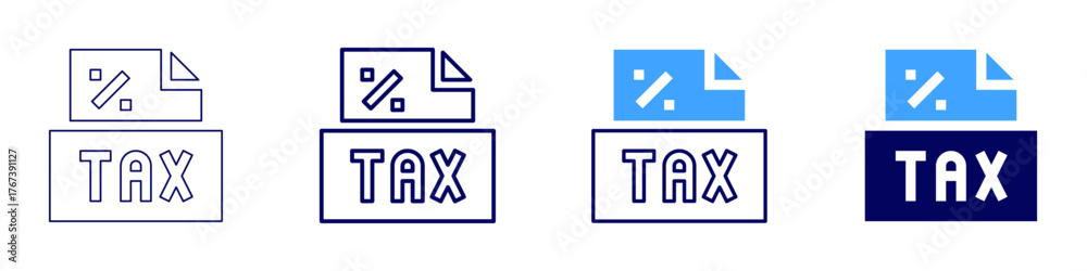 Fototapeta premium Tax reporting icon in 4 different styles. Thin Line, Line, Bold Line, Duotone. Duotone style. Editable stroke