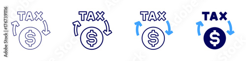 Tax refund icon in 4 different styles. Thin Line, Line, Bold Line, Duotone. Duotone style. Editable stroke