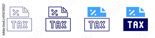 Tax reporting icon in 4 different styles. Thin Line, Line, Bold Line, Duotone. Duotone style. Editable stroke