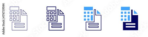 Tax season icon in 4 different styles. Thin Line, Line, Bold Line, Duotone. Duotone style. Editable stroke