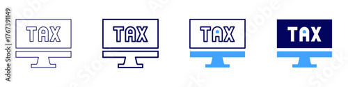 Tax services icon in 4 different styles. Thin Line, Line, Bold Line, Duotone. Duotone style. Editable stroke
