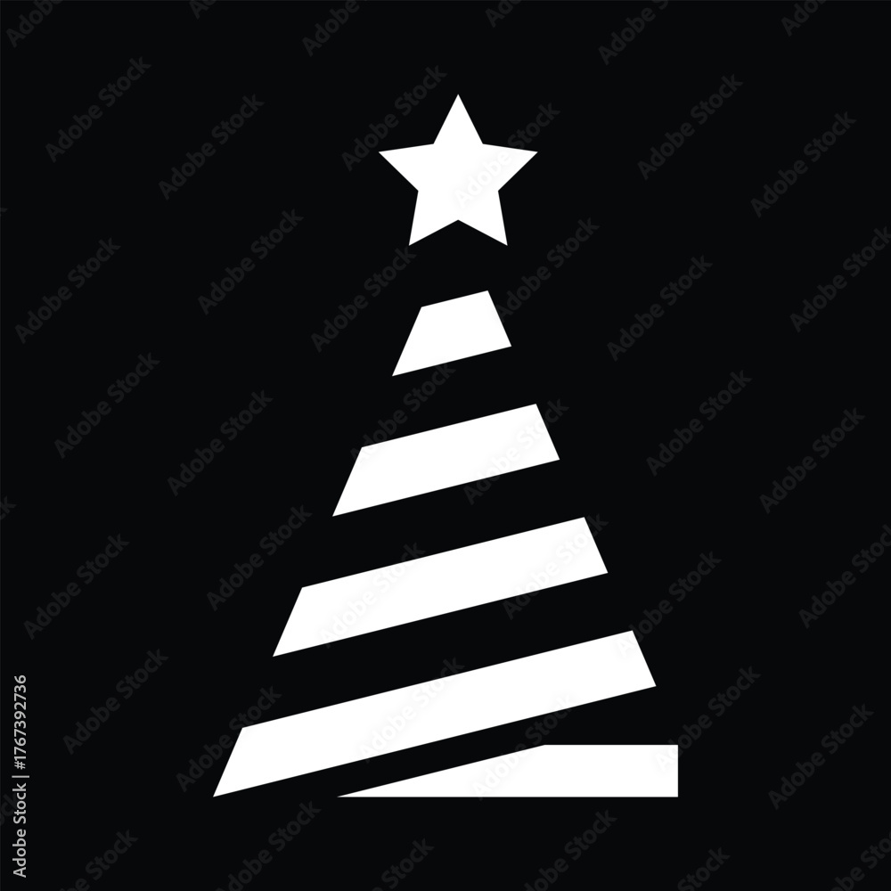 Fototapeta premium Beautiful and elegant Christmas tree. Bright wreath. Vector illustration of Christmas. Merry Chrismast and Happy New Year. Modern flat design.