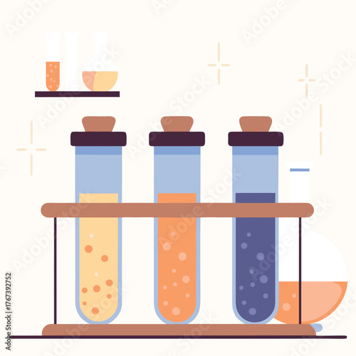 test tubes with colorful liquid vector  lab scienc