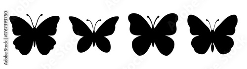 Four silhouettes of butterflies displayed in a row a simple yet elegant design element