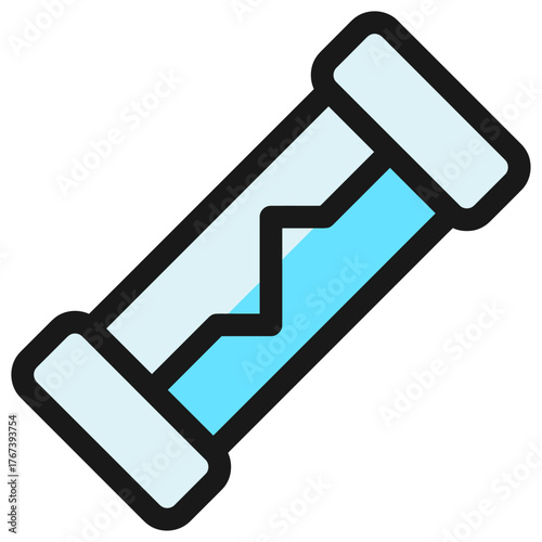 A stylized illustration of a blown electrical fuse with a jagged line inside.