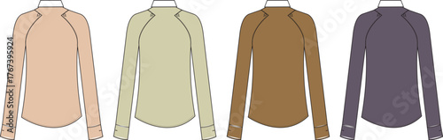 Diverse palette of performance-ready long-sleeve shirts, offering comfort and style for active individuals in a range of muted and natural color options, perfect for equestrian or athletic wear