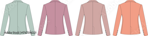 Array of Chic Blazer Fashion Illustrations in Pastel Colors for Fashion Design