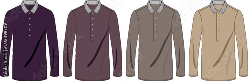 Fashionable Long Sleeve Polo Shirt Designs in Various Colors