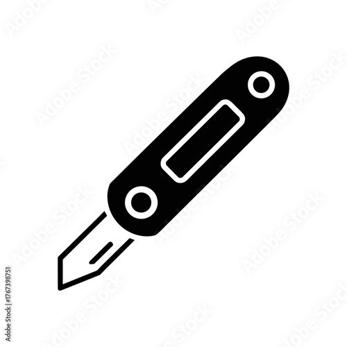 Utility Knife Icon. Simple Retractable Cutter Line Art Illustration