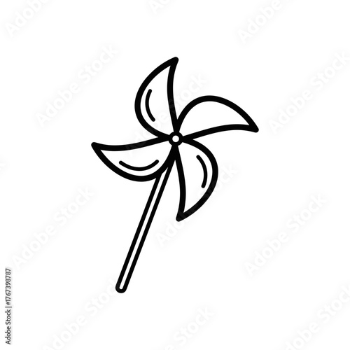 Simple pinwheel toy spinner line icon vector graphic 