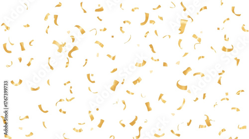 Golden confetti vector illustration, perfect for celebrations, adding a festive touch to any design, ideal for party invitations, birthday cards, and event promotions, with a bright, cheerful