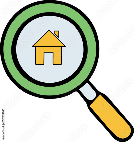 House search icon magnifying glass with home symbol vector illustration for real estate or property 