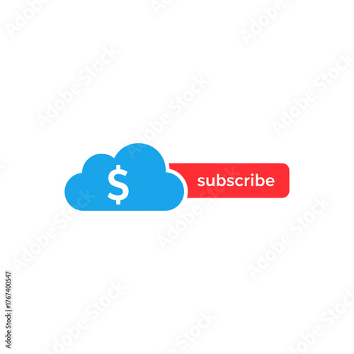 Cloud with dollar sign offers subscription service online, representing digital payments and recurring revenue streams in a modern, minimalist style.