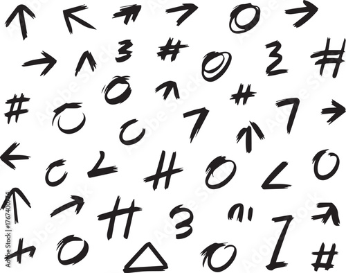 Hand drawn blue highlights, underlines and emphasis crayon elements. Blue pen arrow collection on checkered paper sheet.Yellow marker highlight set. Underlines, emphasis elements and arrows for hand d