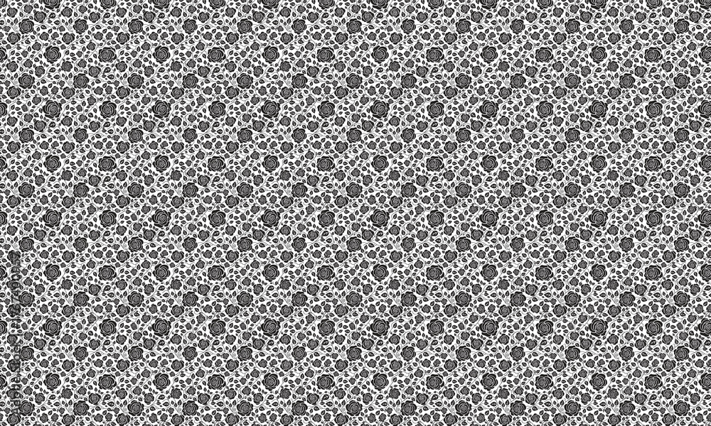 Fototapeta premium Seamless pattern, blooming rose flowers, white background vector art illustration