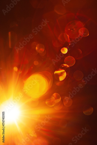 Abstract imitation sun starlight distant galaxy on a black background.