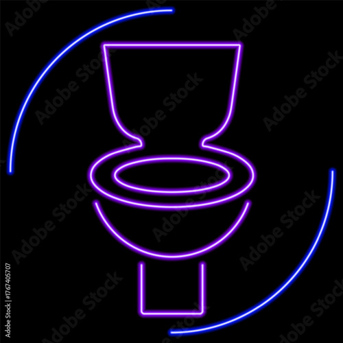 toilet neon sign, modern glowing banner design, colorful modern design trend on black background. Vector illustration.