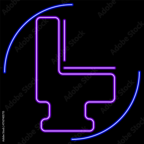 toilet neon sign, modern glowing banner design, colorful modern design trend on black background. Vector illustration.