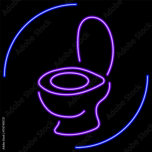 toilet neon sign, modern glowing banner design, colorful modern design trend on black background. Vector illustration.